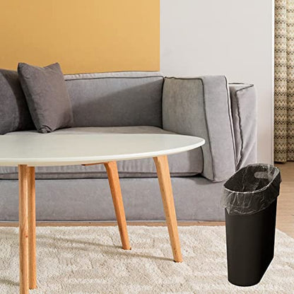 ROYFACC Small Trash Can Plastic Bathroom Wastebasket 3.2 Gallon Slim Garbage Container Bin with Handle for Home Kitchen Bathroom Bedroom Office, 2 Pack (Brown) - color: Brown