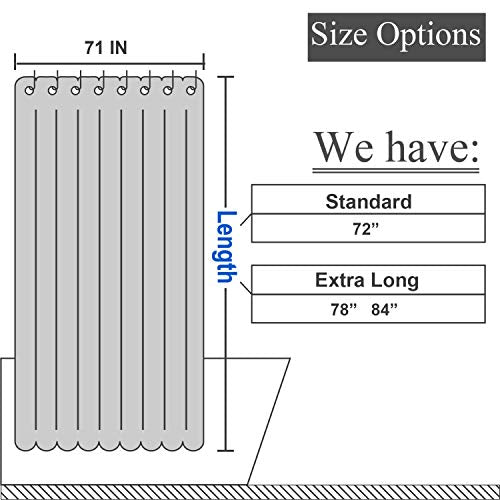 N&Y HOME Long Waffle Weave Shower Curtain with Snap-in Liner 71x78, Gray | 12 Hooks & Snap on Fabric Liner, Washable, Mesh Window, Hotel Style, 78 inches Length Grey Shower Curtain Set for Bathroom - color: Grey, size: 71"W x 78"L (Pack of 1)