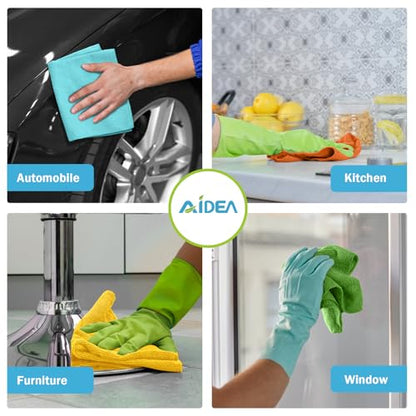 AIDEA Microfiber Cleaning Cloth, 50PK, Microfiber Towels for Cars, All Purpose Cleaning Rags for House, Dusting Cloth for Kitchen, Car, Window, 12"×12" - color: Blue/Yellow