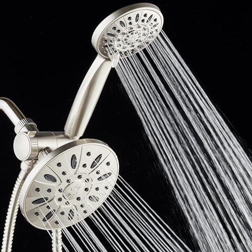 AquaDance Premium High Pressure 3-Way Rainfall Combo Combines The Best of Both Worlds-Enjoy Luxurious Rain Showerhead and 6-Setting Hand Held Shower Separately or Together, Satin Nickel - color: Satin Nickel