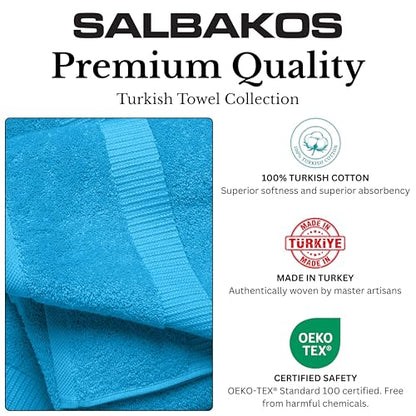 SALBAKOS 12-Piece 100% Turkish Cotton Washcloths and Face Towels, Aqua | 13x13 in Standard Size Small Towel, Multi-use Bathroom & Kitchen, Thick Super Soft Absorbent Durable, Oeko-Tex Made in Turkey - color: Aqua, size: 12 Washcloths