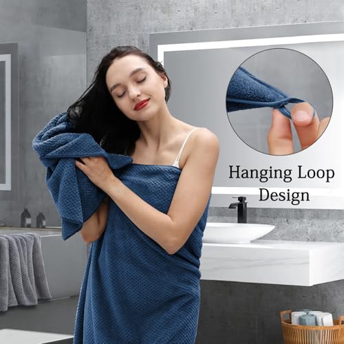 Hailea Navy Bath Towels Set 35x70 Inches - Luxury 600 GSM Oversized Bath Sheet Towel,Extra Large Microfiber - Quick Dry,Highly Absorbent,Super Soft Shower Towels Spa Hotel Bathroom Towel Set (4-Pack) - color: Navy Blue, size: 4-Piece Set