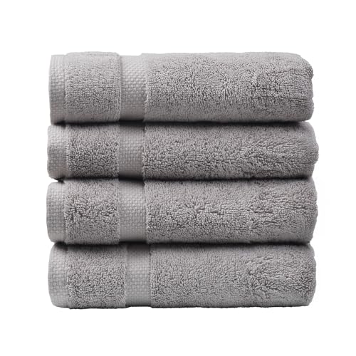 SOFE H&L | Olea Luxury Turkish Cotton Hand Towels Set of 4 Cool Gray | Premium, Soft, Durable, Absorbent | Hotel Quality Plush Towels and Thick Towel Sets - color: Cool Gray, size: Set of 4 (4 Hand Towels)