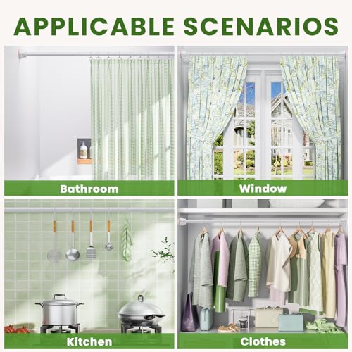 TITGIPE White Shower Curtain Rod 32-80 inch, Adjustable shower rods for bathroom, Stainless Steel, Never Rust, No Drill - color: white, size: 32-80 inches