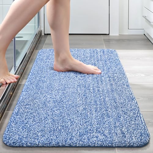 Bathroom Rug 24x36 Inch, Soft Absorbent Bath Rugs for Shower Floor | Non Slip Washable Bath Rugs, Luxury Plush Thick Microfiber Bath Mat for Tub Sink Vanity, Royal Blue and White - color: Royal Blue and White, size: 24" x 36"