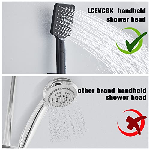 Shower Head Matte Black, Shower Faucet Set Bathroom Shower System with 8 inch Square Rain Shower Head Wall Mounted with 3-Setting Handheld Spray, Rainfall Shower Combo Set - color: Matte Black, style: 8 Inch With 3-Setting