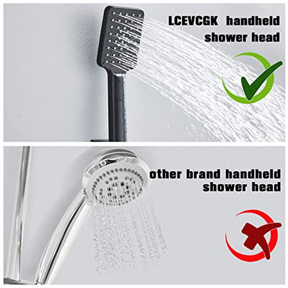Shower Head Matte Black, Shower Faucet Set Bathroom Shower System with 8 inch Square Rain Shower Head Wall Mounted with 3-Setting Handheld Spray, Rainfall Shower Combo Set - color: Matte Black, style: 8 Inch With 3-Setting