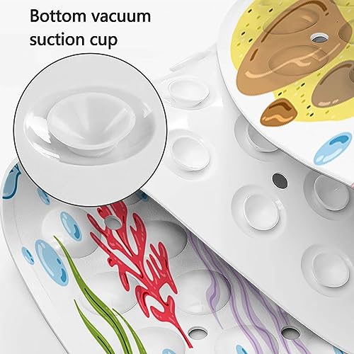 Bathtub Mats for Kids, Cartoon Bath Mats for Bathroom Non Slip, Large Washable Shower mats for Showers with Drain Holes and Suction Cups (Jellyfish, 40 X 16 Inch) - color: Jellyfish