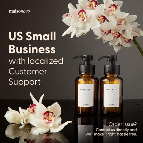 MaisoNovo Glass Foaming Soap Dispenser 14 Oz | Glass Bottles Pumps x 2 Clear - color: Clear Bottles/White Plastic Pumps