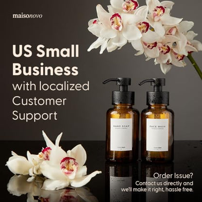 MaisoNovo Glass Foaming Hand Soap Dispenser 14 Oz | Gold Foaming Soap Dispenser Clear Bottle Gold Pump x 1 w/Labels