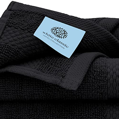 White Classic Luxury Bath Towel Set of 8 Pieces - 100% Turkish Cotton Highly Absorbent Towels for Bathroom, 2 Luxury Bath Towels 700GSM, 2 Hand Towels, 4 Washcloths, Black - color: 04: Black
