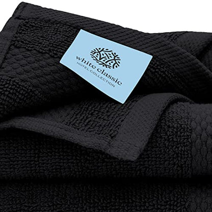 White Classic Luxury Bath Towel Set of 8 Pieces - 100% Turkish Cotton Highly Absorbent Towels for Bathroom, 2 Luxury Bath Towels 700GSM, 2 Hand Towels, 4 Washcloths, Black - color: 04: Black