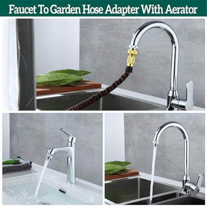 Faucet Adapter with Aerator, Sink Faucet to Garden Hose Adapter, Faucet Adapter to Garden Hose for Kitchen and Bathroom, hose attachment to sink，3/4" GHT Thread Chrome. - color: C-Faucet adapter