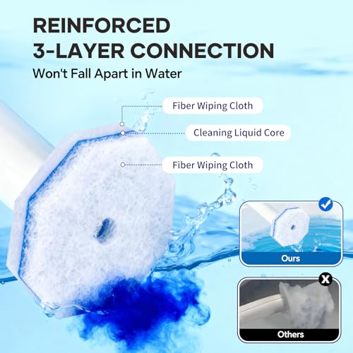 30 Count Upgrade 3-Layer Toilet Bowl Refills Fits for Clorox Toilet Brush | 3X Cleaning Power Disposable Bowl Cleaner Refills for Bathroom Cleaning, No Falling Apart - size: 1 Count (Pack of 30)