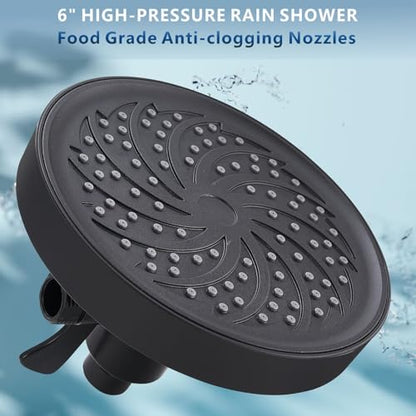 Rain Shower Head with Handheld, High Pressure Rainfall Showerhead and 3 Settings Hand held Spray Combo with Detachable Hose (Black) - color: Matte Black