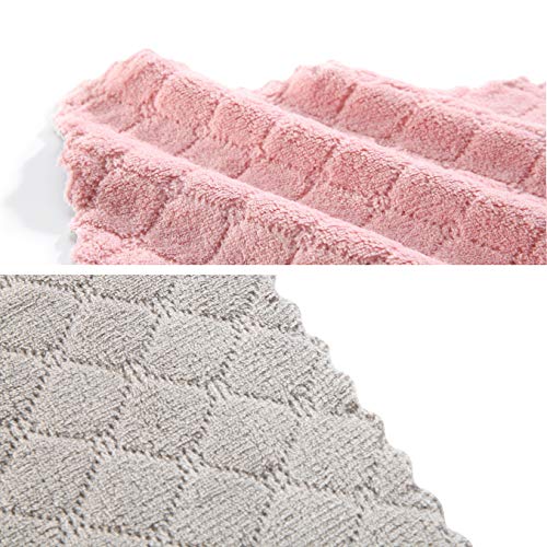 Hypermotion Microfiber Cleaning Cloth, Kitchen Towels, Double-Sided Microfiber Towel Lint Free Highly Absorbent Multi-Purpose Dust and Dirty Cleaning Supplies for Kitchen Car Cleaning. Pack of 12 - color: Pink