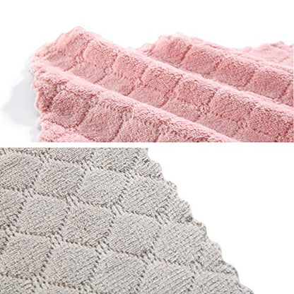 Hypermotion Microfiber Cleaning Cloth, Kitchen Towels, Double-Sided Microfiber Towel Lint Free Highly Absorbent Multi-Purpose Dust and Dirty Cleaning Supplies for Kitchen Car Cleaning. Pack of 12 - color: Pink
