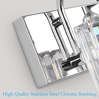 Ralbay Modern Crystal Bathroom Vanity Light 5 Light 40''Chrome Vanity Lighting Over Mirror Bathroom Wall Lighting Fixtures - color: Square-Chrome, size: 40 inch