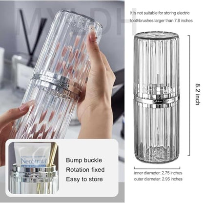Large Toothbrush Travel Case 2 in 1 Toothbrush Holder and Rinse Cup | Dustproof Cover, Thickened, Premium PET Material, BPA-free, Large capacity, Perfect for Travel, Cruises, Hotels, Stay Over - color: Clear