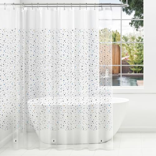 Holographic PEVA Shower Curtain Liner, Glitter Star, 70x72 in, 1-Pack | Waterproof Clear Plastic, 3 Bottom Magnets, 12 Rustproof Grommets, Color-Changing Effect, For Stalls and Tubs - color: Star