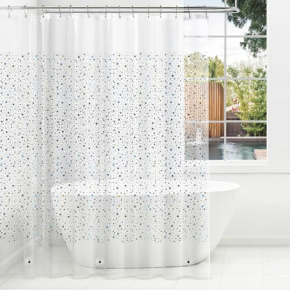 Holographic PEVA Shower Curtain Liner, Glitter Star, 70x72 in, 1-Pack | Waterproof Clear Plastic, 3 Bottom Magnets, 12 Rustproof Grommets, Color-Changing Effect, For Stalls and Tubs - color: Star