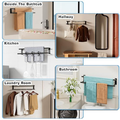 Alise Bathroom Double Towel Bars Wall Mount 28'' Towel Holder,Matte Black | Towel Racks for Bathroom,SUS304 Stainless Steel,Towel Hanger Towel Rails,Double Bath Towel Bar Towel Rod,Kitchen,Laundry - color: Matte Black, size: 28inch