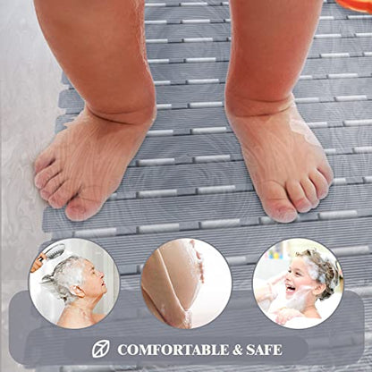 Bathtub Mat Non Slip - Sheepping Shower Mat Machine Washable Anti Slip Bath Mat for Tub, Quick Drain Tub Mat with Suction Cups for Bathroom - color: Grey