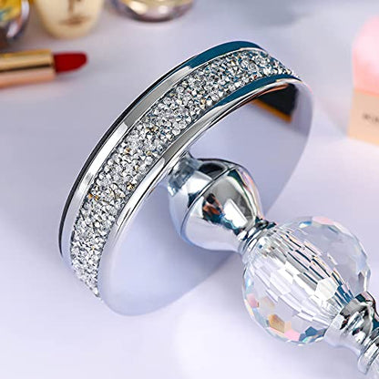Hanjue Makeup Mirror, 360 Degree Swivel Vanity Mirror, Crystal Cosmetic Mirror, 1X/5X Magnifying Double Sided Mirror,Adjustable Makeup Mirror M020