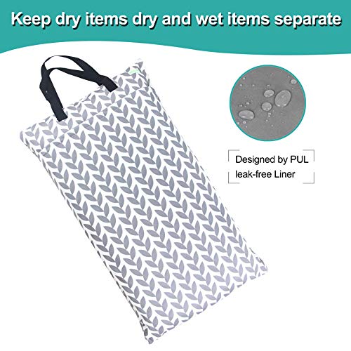 wegreeco Reusable Hanging Wet Dry Cloth Diaper Bag (Grey Leaf) - color: Grey Leaf