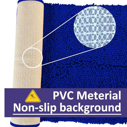 RUN HELIX Bath Rugs Non Slip Washable 2 Piece Non Slip Extra Absorbent Shaggy Chenille Bathroom Rugs and Mats Sets - color: Deep Blue