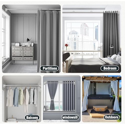 Silver Shower Curtain Rod 39 to 137 Inch,Heavy-Duty inner Lock Stainless Steel Telescopic Rod,1.2-Inch Diameter Bathroom Anti-Rust And anti-Slip Tension Rod Without Drilling,Convenient to Use - color: Stainless steel, size: 39-137 Inches