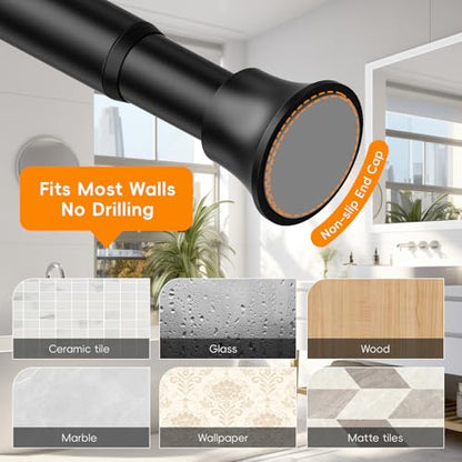Black Shower Curtain Rod, Shower Tension Rod Adjustable 30 To 89 Inch,Shower Curtain Rods Spring Tension For Bathroom No Drilling No Rust - color: Black, size: 30-89"