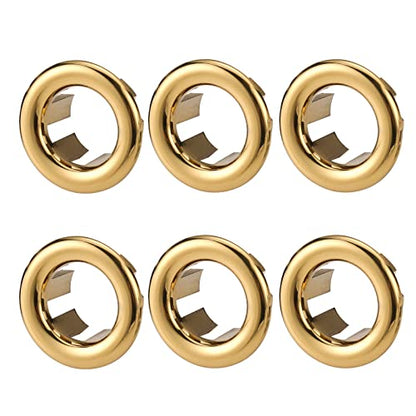 ARCORA 6 Pack Sink Overflow Ring Gold Bathroom Kitchen Sink Basin Trim Overflow Cover Hole Insert Cap - color: Brushed Gold-6 Pack