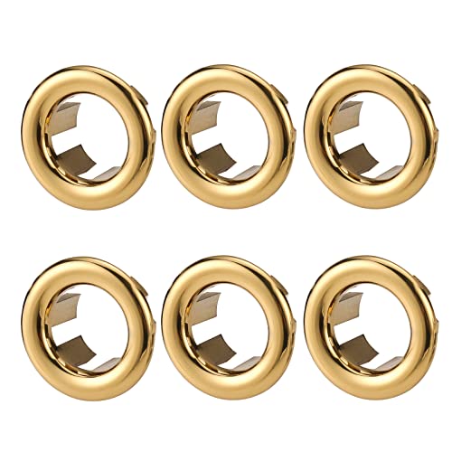 ARCORA 6 Pack Sink Overflow Ring Gold Bathroom Kitchen Sink Basin Trim Overflow Cover Hole Insert Cap - color: Brushed Gold-6 Pack