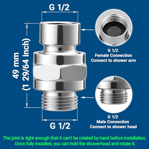 1 Pc Shower Connector Ball Joint Shower Head Swivel Ball Adapter Brass Adjustable Shower Arm Extension Universal Component Polish Chrome - color: Silver