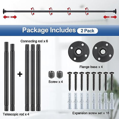 Heavy Duty Shower Curtain Rod - 28 to 90" Fixed Shower Curtain Rod Wall Mounted - Adjustable Extendable Rustproof for Bathroom,Room Divider,Bedroom,Outdoor Patio- Matte Black 2 Pack - size: 29-90" (2 Pack)
