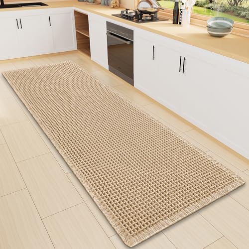Smiry Waffle Bath Mat 47X17, Extra Soft Absorbent Bathroom Rugs, Brown | Non Slip Machine Washable Quick Dry Bath Rugs for Bathroom Floor, Tub, Shower, Home Decor Accessories - color: Brown, size: 47'' X 17''