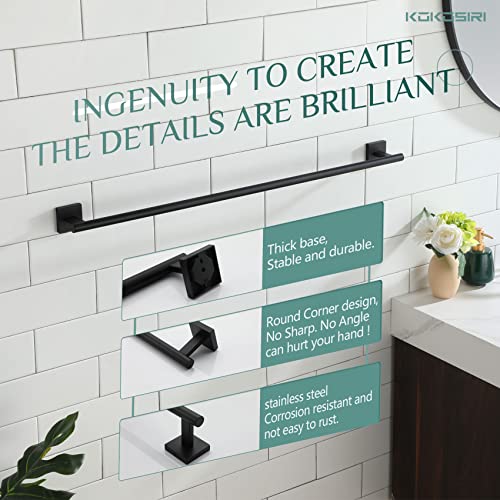 KOKOSIRI 32'' Towel Rails Bathroom Towel Bars Matte Black 32 Inch Bath Towel Holder for Washroom Kitchen Wall Stainless Steel B4005BK-L32 - color: Matte Black, size: 32-Inch