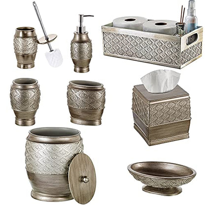 Creative Scents Dublin Silver Small Bathroom Trash Can with Lid 1.26 Gal / 4.8L - Brushed Silver Oval Garbage Can - Decorative Waste Basket for Bathroom Decor - Durable Wastebasket for Paper/Diaper - style: Trash Can