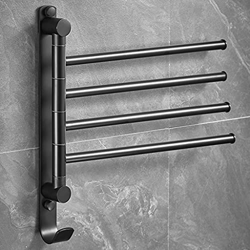 Brass Swing Out Towel Bar Holder Wall-Mounted/Black Swivel Towel Rack Hanger Organizer for Bathroom, 4-Bar Towel Bar Folding Arm Swivel Hanger Bathroom Storage Black - color: Black