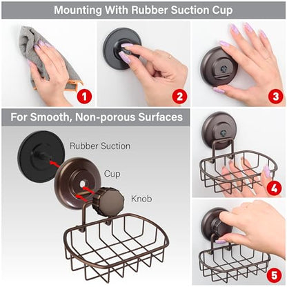 HASKO Suction Cup Soap Dish for Shower Wall, Rustproof Stainless Steel Shower Soap Holder Suction, Bathtub Bathroom Bar Soap Holder, Bronze - color: Bronze (1 Pack)