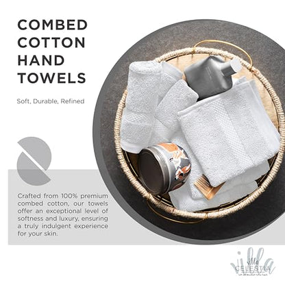 Villa Celestia Cotton Hand Towels Set of 4, 16 x 28, Oeko-TEX Certified, Quick Dry, White - color: White, size: Hand Towel - Pack of 4