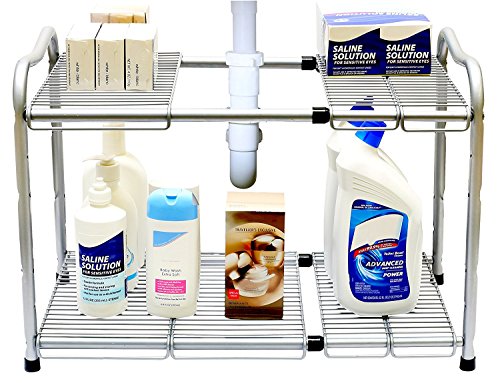 Deco Brothers Under Sink 2 Tier Expandable Shelf Organizer, Gray - color: Grey
