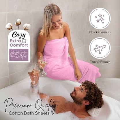 Pink Bath Sheets Extra Large (35x70 Inches), 100% Ring-Spun Cotton, 600 GSM - Super Soft, Highly Absorbent, Premium Hotel Quality Bath Towels Set of 2 - color: Pink