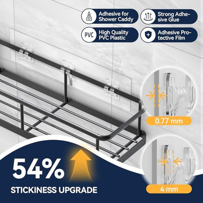 9-Pack Shower Caddy Adhesive Replacement - Transparent Shower Adhesive Strips, No Drilling Hooks for Bath Storage Shelves, Kitchen Racks, Basket & Soap Holder