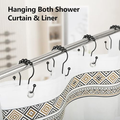 Resze 12PCS Shower Curtain Hooks, Sturdy Metal Shower Curtain Rings(Black) | Glide Roller Double Shower Hooks, Rust Proof Anti-Drop Curtain Hooks, Smooth Sliding Rings for Bathroom Shower Rods Curtains - color: Black