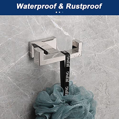 NearMoon Bath Double Towel Hook- SUS304 Stainless Steel Square Robe Towel Holder, Heavy Duty Rustproof Double Coat Hook for Bathroom Livingroom Kitchen Wall Mounted, 2 Pack (Chrome Finish) - color: Chrome Finish