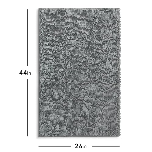 Hearth & Harbor Bathroom Rugs, Chenille Bath Mat - Machine Washable Bath Mats for Bathroom Non-Slip Backing Rubber, Quick Dry Bathroom Mat, 26 x 44 - Frost Grey - color: Frost Grey, style: 26 x 44