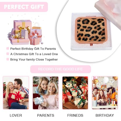 Cheetah Leopard Brown Print Foldable Travel Pocket Mirror Square Metal Portable Mini Makeup Double Sided Handheld Magnifying, 2.8 in - color: Leopard Brown Print