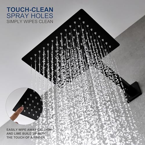 KENES Matte Black Shower Set with Tub Faucet, Square Tub Shower Trim Kit | Shower Faucet with 10-Inch Rain Shower Head, Square Shower System, Valve Included, Lead-Free cUPC & NSF Certified, Stainless - color: Matte Black, style: Tub Shower Faucet Set
